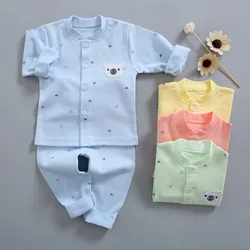 Весенняя Детская Пижама 2021, детское хлопковое нижнее белье с мультяшным рисунком, Кардиган с длинным рукавом