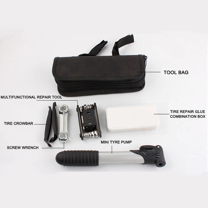 2021 велосипедная сумка для инструментов Mtb многофункциональные складные комплекты для ремонта шин Многофункциональный комплект для велосипеда с мешочным насосом
