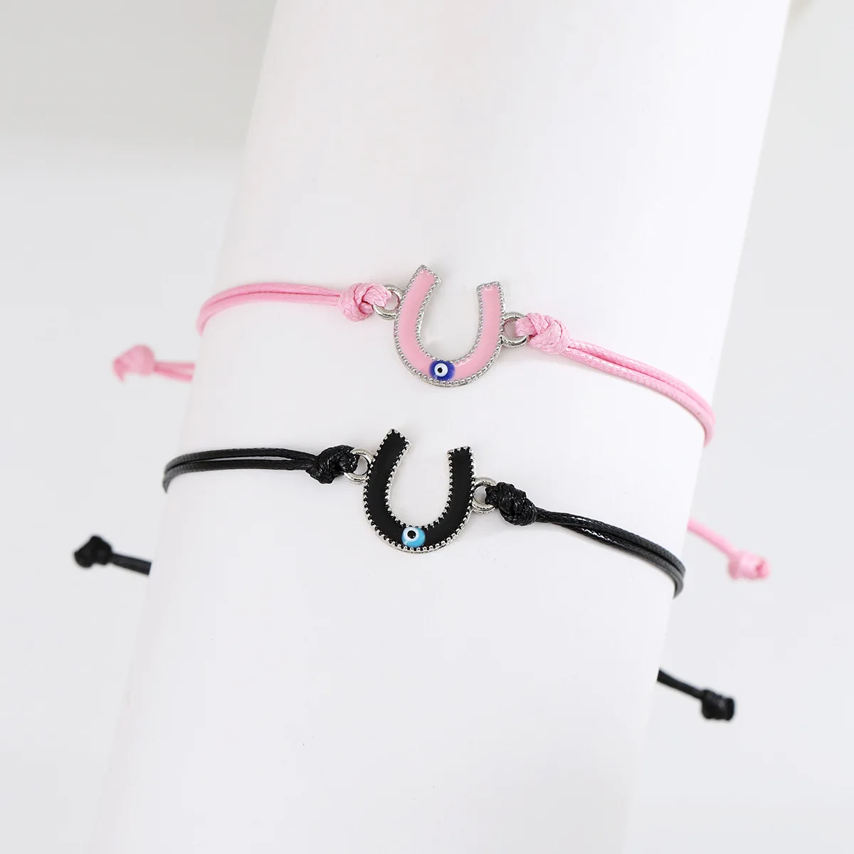 pulsera de pareja Geometric Blue Eye Rubber Band Couple Bracelet for Men Women Horseshoe Charm BFF Bracelets for Best Friend