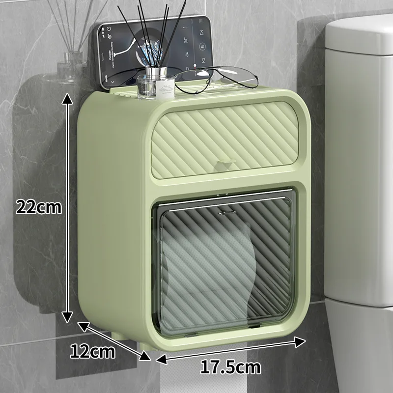 Toilet Wall Mounted Tissue Box Bathroom Paper Box Wall Hanging Household Toilet Tissue Holder Double-layer Roll Paper Box