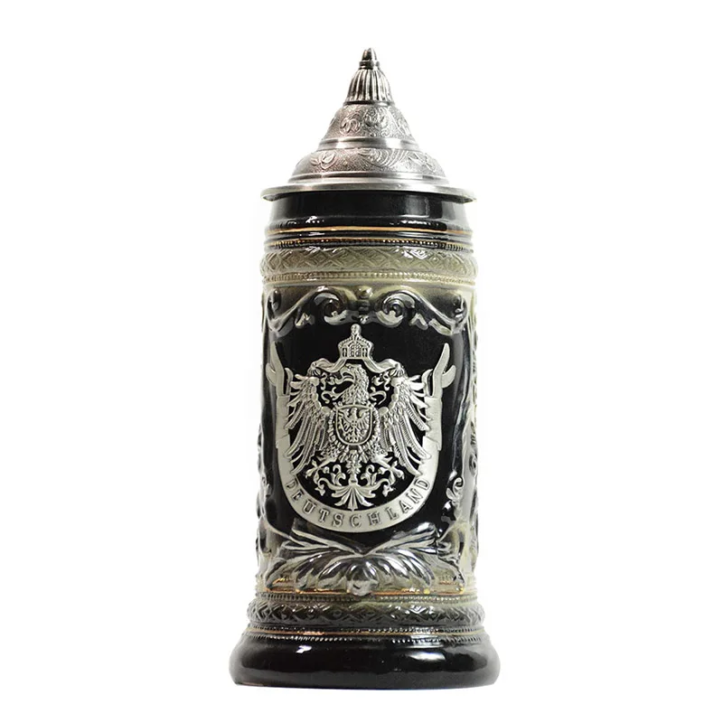 Керамическая немецкая пивная кружка с крышкой Bierkrug Bier Stein Krug