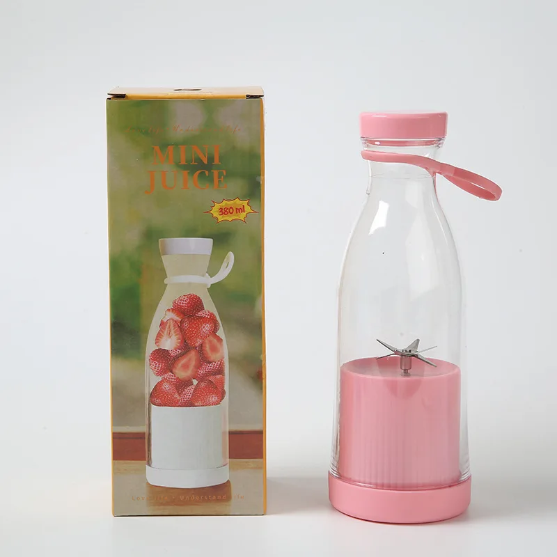 Wholesale Household Mini USB Portable Fruit Ice Smoothie Juicer Blender 380ml Bottle Cup With 6 Blades For Daily Drink Vitamins