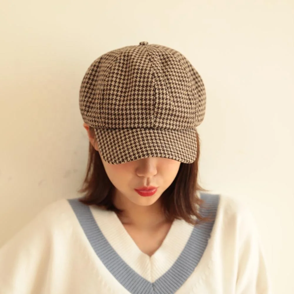Beret Herringbone Newsboy Cap Flat Cap Bakerboy Hat Gatsby Peaky Blinders Cap Factory MOQ 50pcs