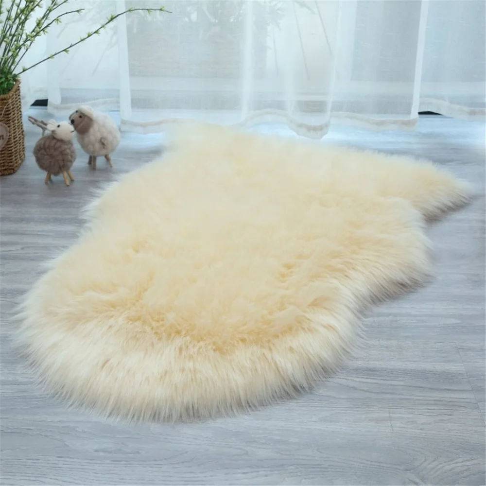 Soft Artificial Sheepskin Rugs Animal Shape Fur Floor Mats Faux Wool Carpets For Living Room Carpet
