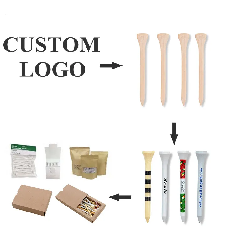 Factory Wholesale Wood Golf Tees High Quality 42mm 70mm 83mm Custom Package Available Bamboo Golf Tee