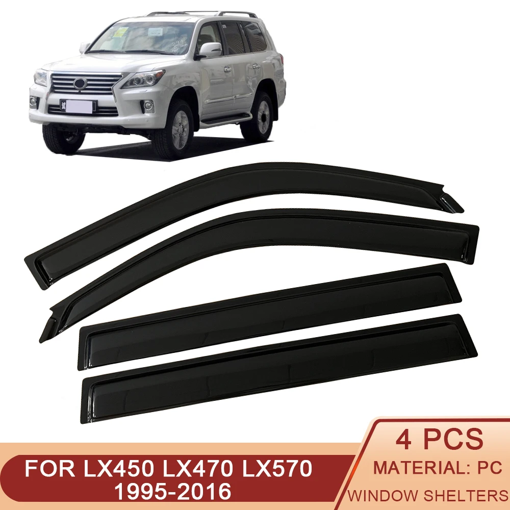 Для Lexus LX450 LX470 LX570 1995-2016 Черный тонированный козырек для бокового окна автомобиля охранное вентиляционное отверстие навесы защиты от дождя дверь Ventvisor