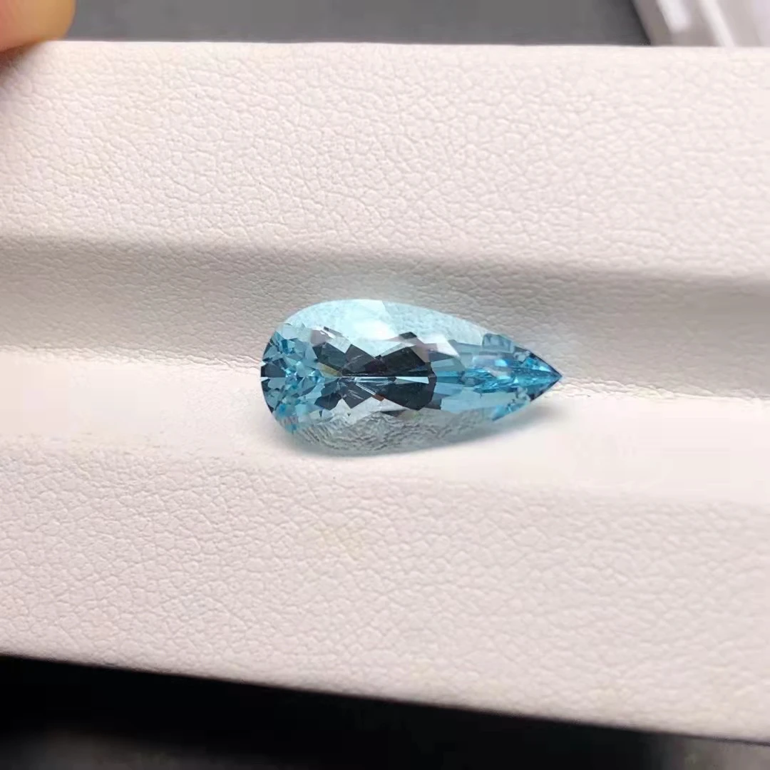 Pear Shape 3X2mm ~ 8x6mm AAA Medium Color Good Quality capped charm gemstone jewelry birthstone  Natural Aquamarine