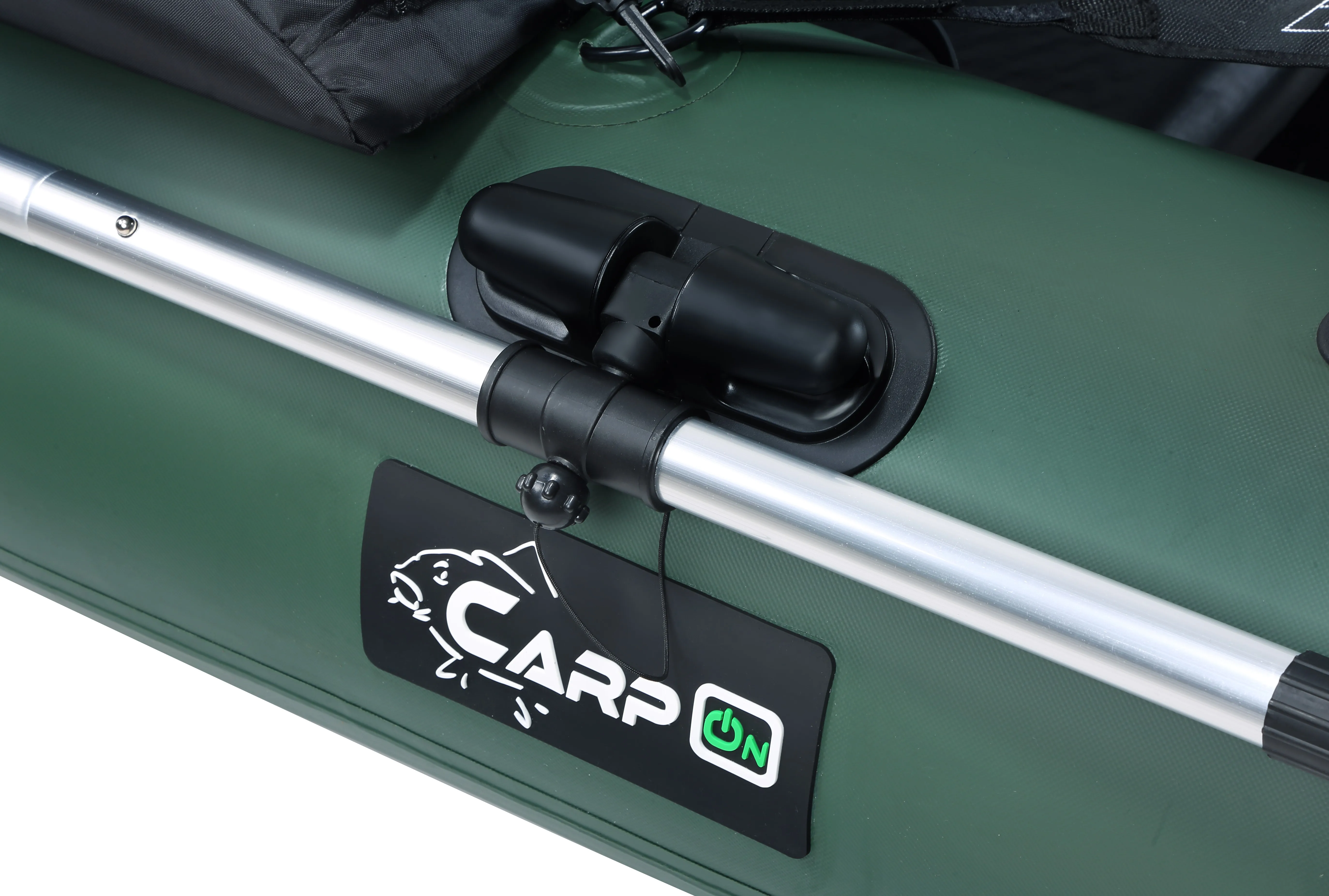 Army Green Belly Boat with Inflatable Seat, 2 Rod Holders, and Storage Pockets for Carp Fishing