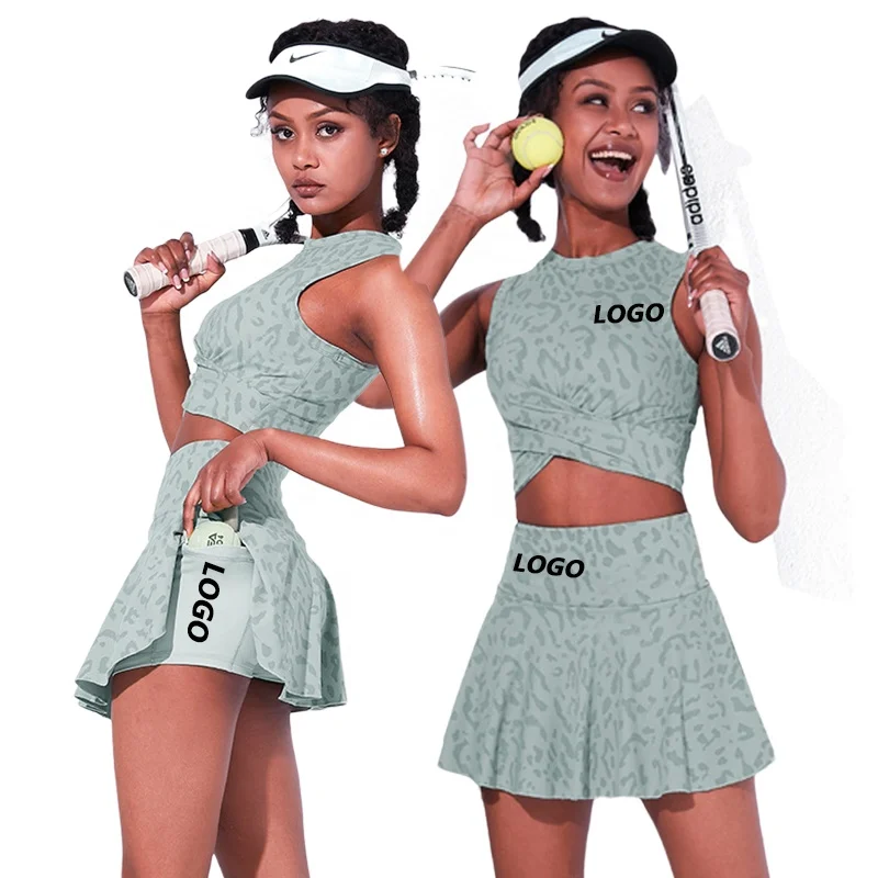 2022 Active Wear Floral Girl Tennis Apparel Netball Skorts Tennis Skirt With Crop Top