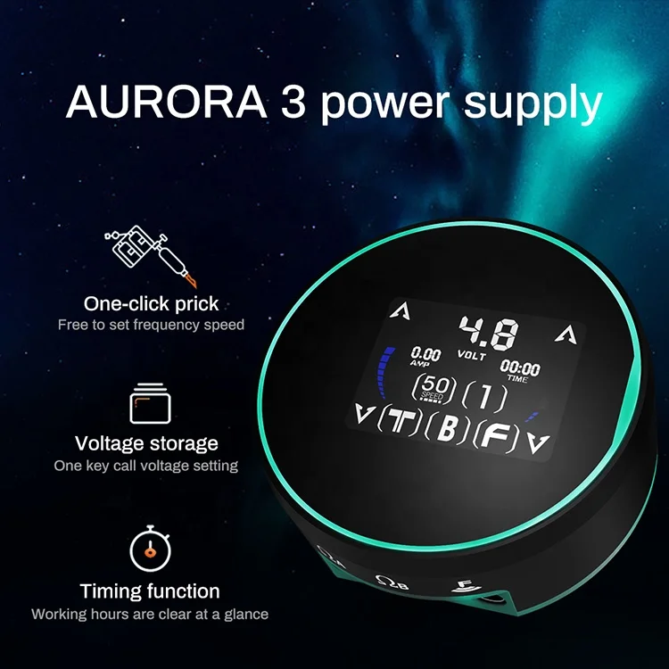 New Design Aurora 3 Digital LCD Tattoo Power Supply With Power Adaptor Mini Led Touchpad Tattoo Supplies