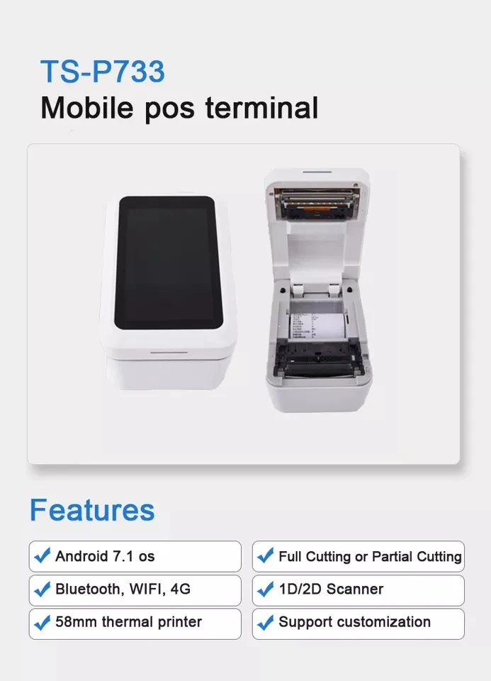 Android Wifi синий/зуб ручной Pos PDA Встроенный 80 мм принтер с 7 0 дюймовым сенсорным
