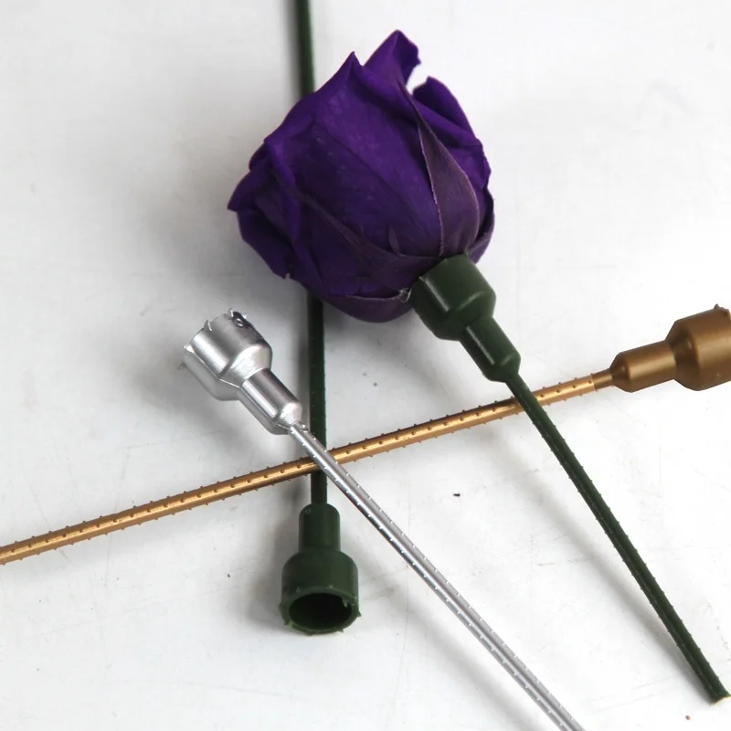 wholesale premium quality golden green silvery white artificial plastic preserved roses flower head stem for decoration