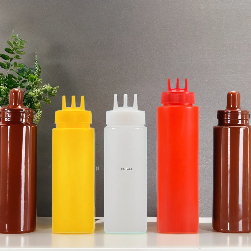 3-Hole Squeeze Bottle for Ketchup Mustard Salad Dressing Seasoning for Family Restaurant Bakery Hotel Supplies
