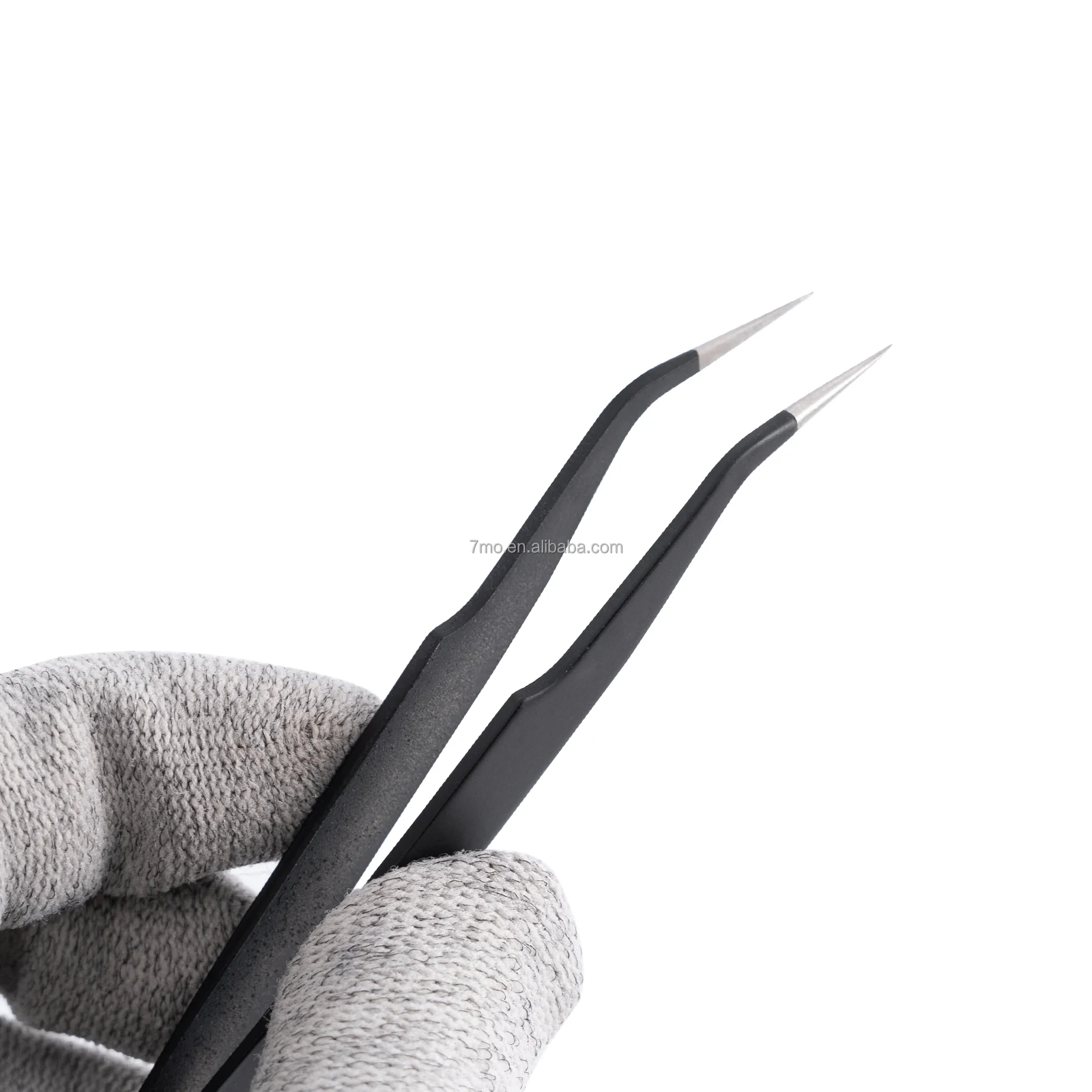 7mo High Quality Black Handle Vinyl Tweezer Wrapping Tool Curved Nose Stainless Steel Anti-static Tweezers Tweezers