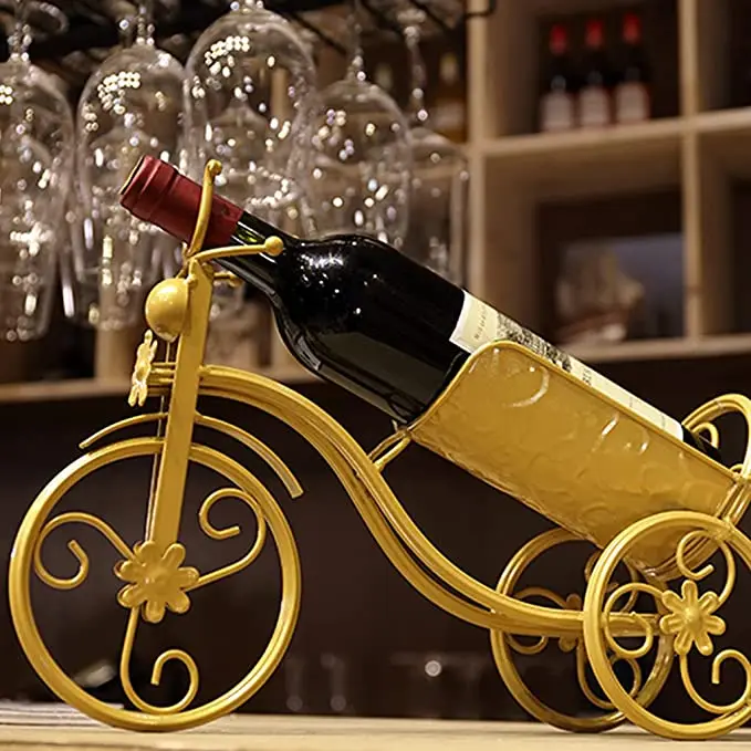 Creative design metal wine rack tricycle-shaped wine storage rack home bar beer whiskey bottle display rack