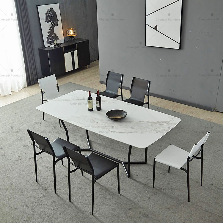 modern home furniture luxurious dining table and chair marble in guangzhou sintered stone
