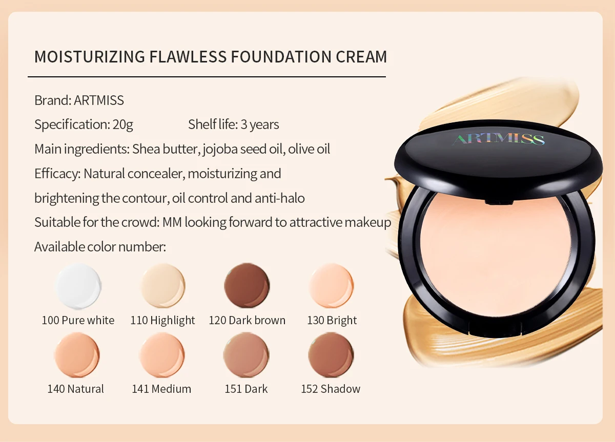 Foundation Cream Makeup Concealer Full Coverage Moisturizing Matte Foundation Base Concealer Cream For Customization All Skin
