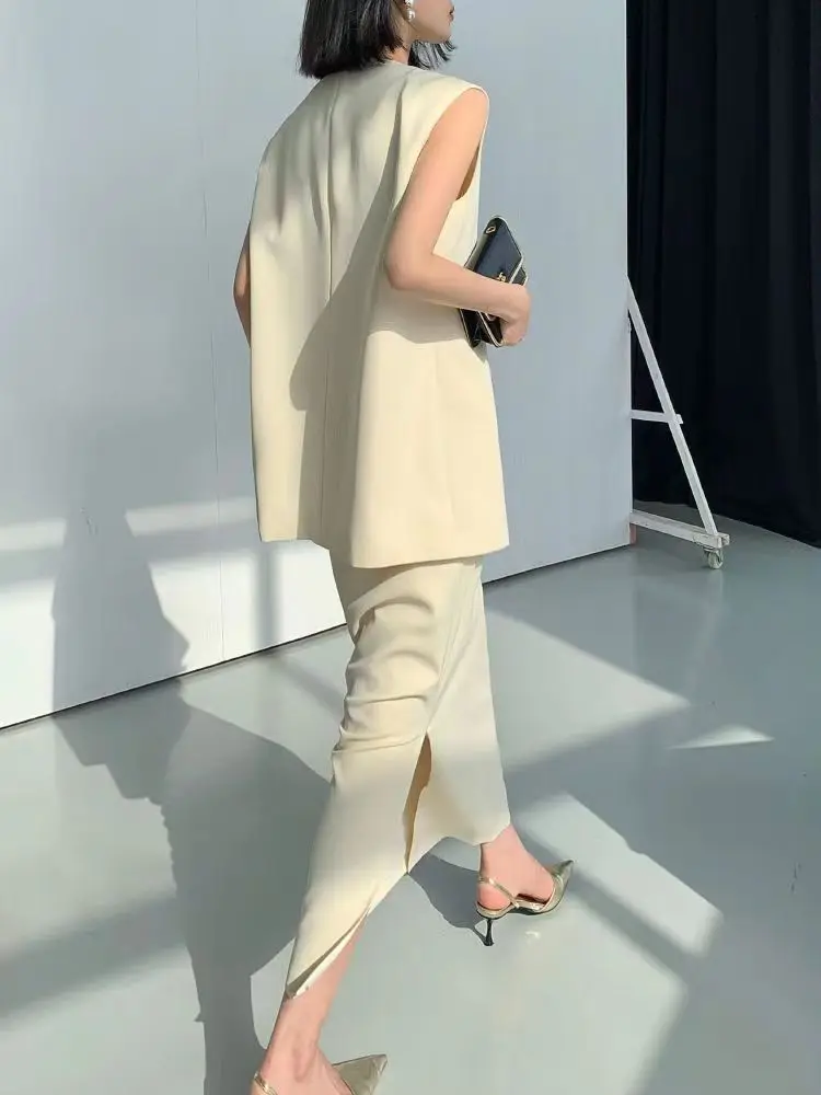 2023 High Quality Fall Latest Women Clothing Sleeveless Ladies Top Vest and Skirt Two Pieces Sets  Fashion Women Outfits