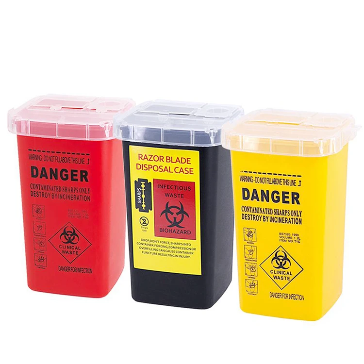Needles Waste Bucket Mini Trash Cans Disposable Sharps Blades Cartridge Box PMU Tattoo Medical Bottle Supplies Container Plastic