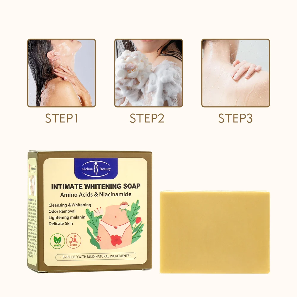 Aichun Beauty Organic Private Part Soap Woman Private Parts Skin Care Cleaning Moisturizing Pink Private Part Soap Product