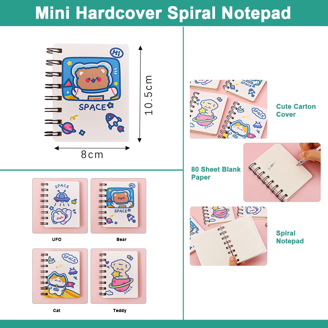 Free sample custom Astronaut rollover coil book student portable pocket loose-leaf notepad mini notebook A7 small book