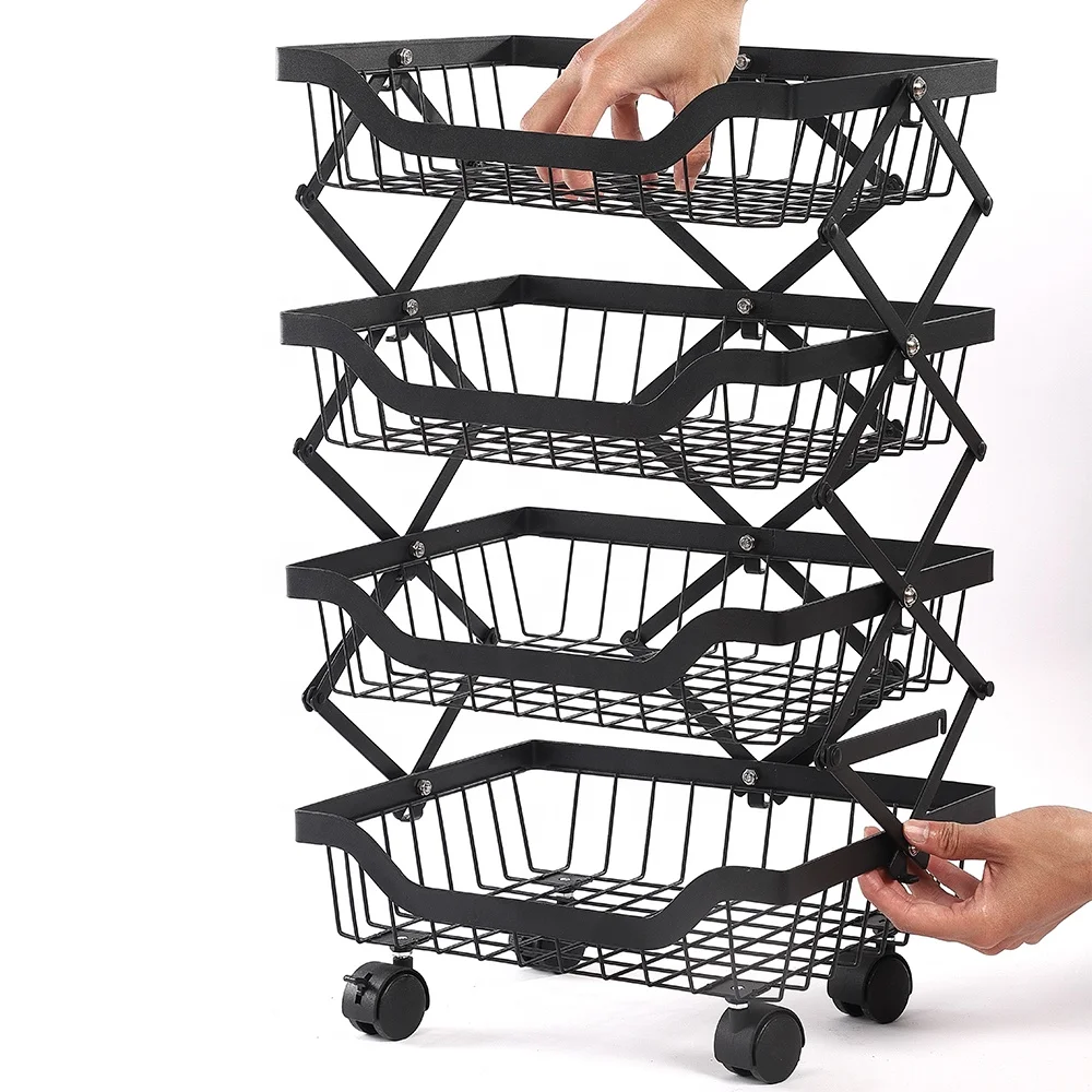 552-31 save space  4 tier metal  scalable  storage  cart with locked wheels