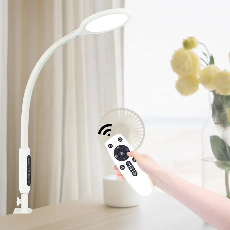 Factory EMD Long Swing Arm LED  Clamp Desk Reading Lamp 10000 Lux Light Emotional therapy lamp with Clip Remote Control 800ML