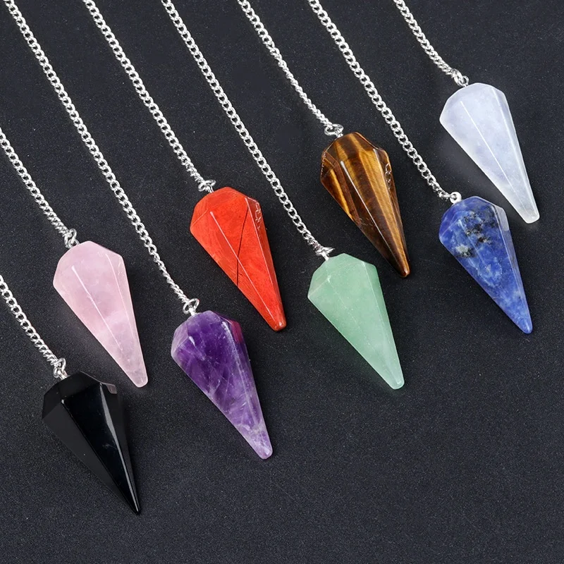 38mm Natural Healing Stone Hexagonal Column Pendulum For Home Decoration Gift Giving Crystal Crafts