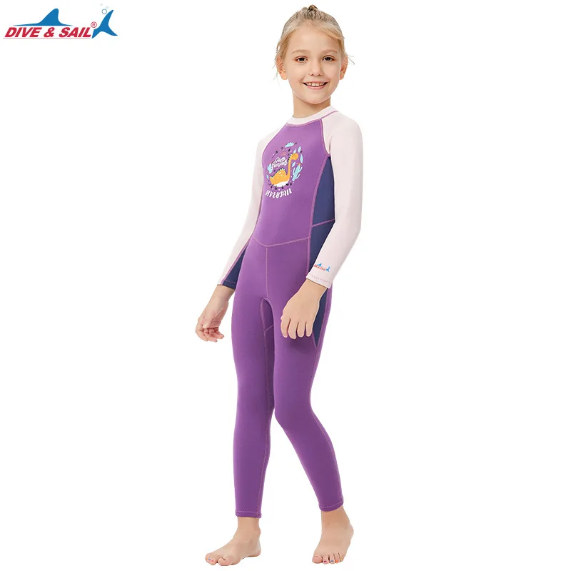 2022 New Arrivals 2.5MM  one-piece long sleeve Diving Swimsuit  winter bathing warm snorkeling surfing wetsuit for children