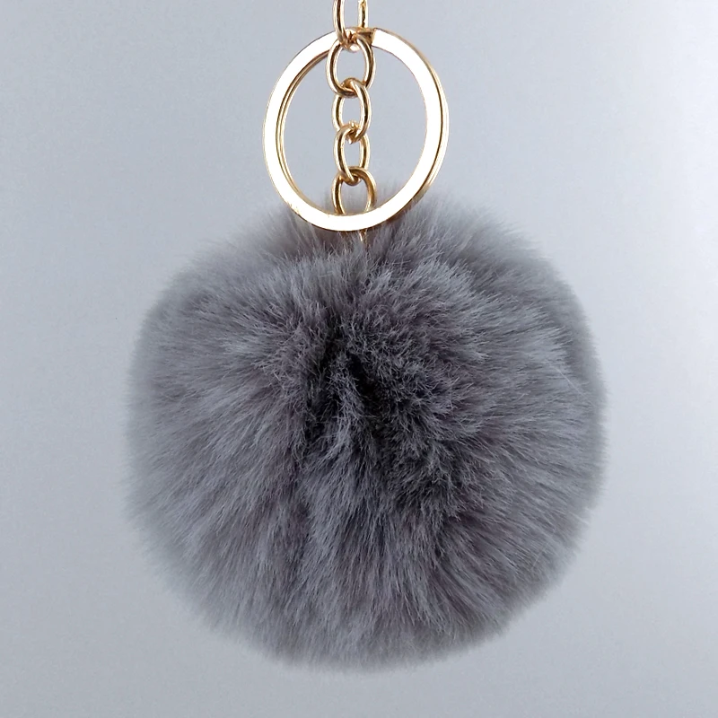 key chain rabbit fur pom pom balls furry keychain fur ball wholesale
