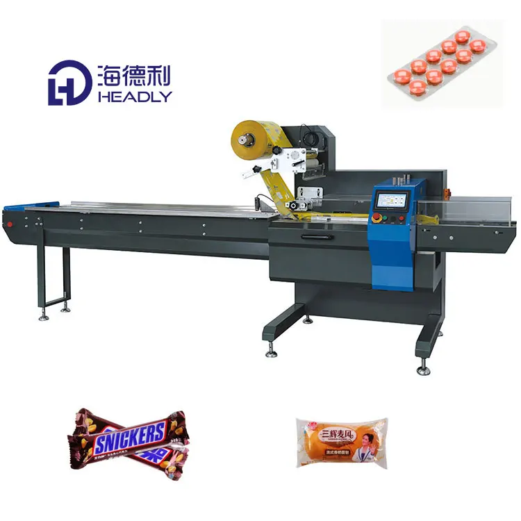 Fully automatic horizontal wrapping flow pack packing machine candy bars popsicle packaging machine