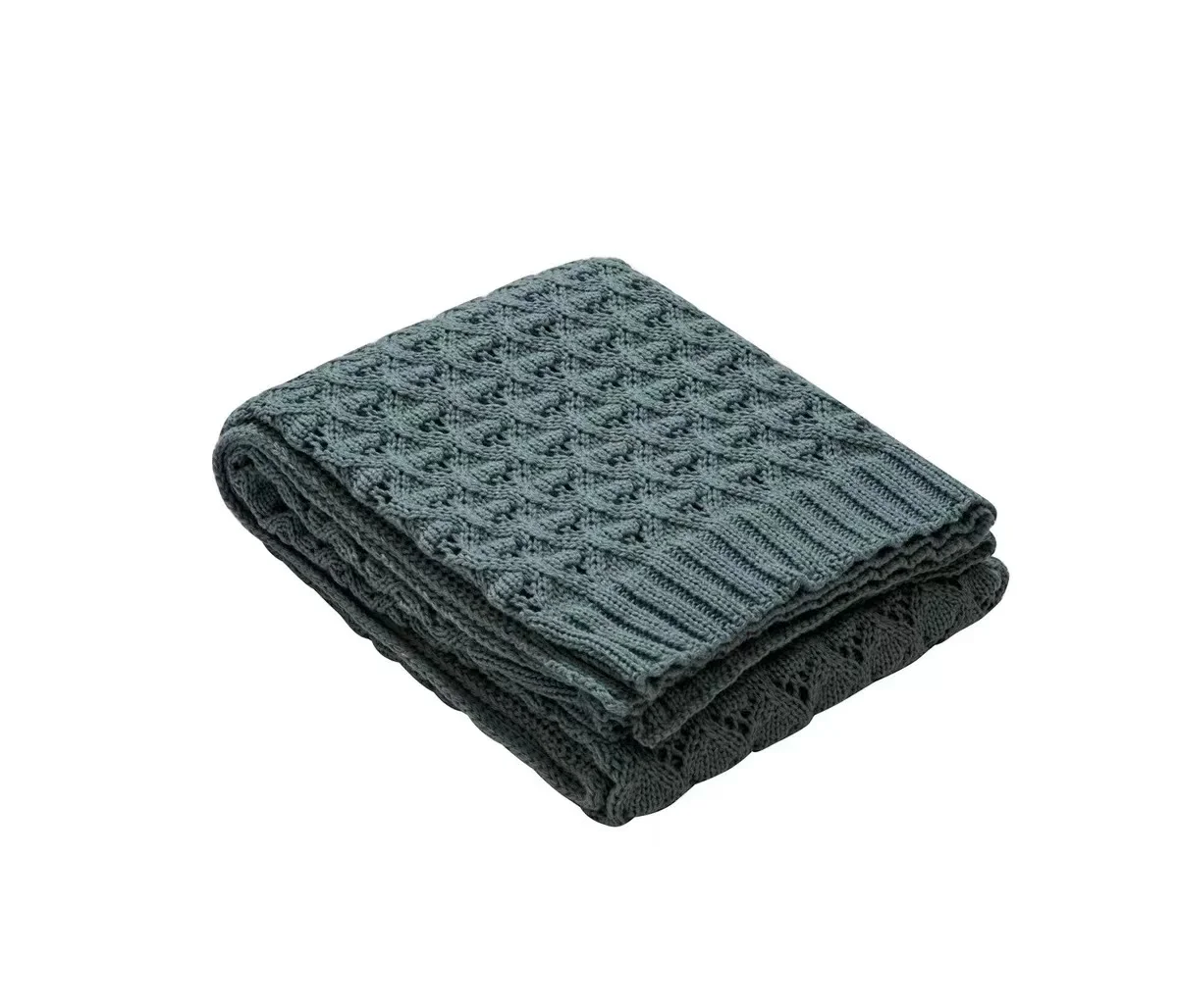 Nordic diamond hole knitted blanket sofa soft home wool bedding blanket photo