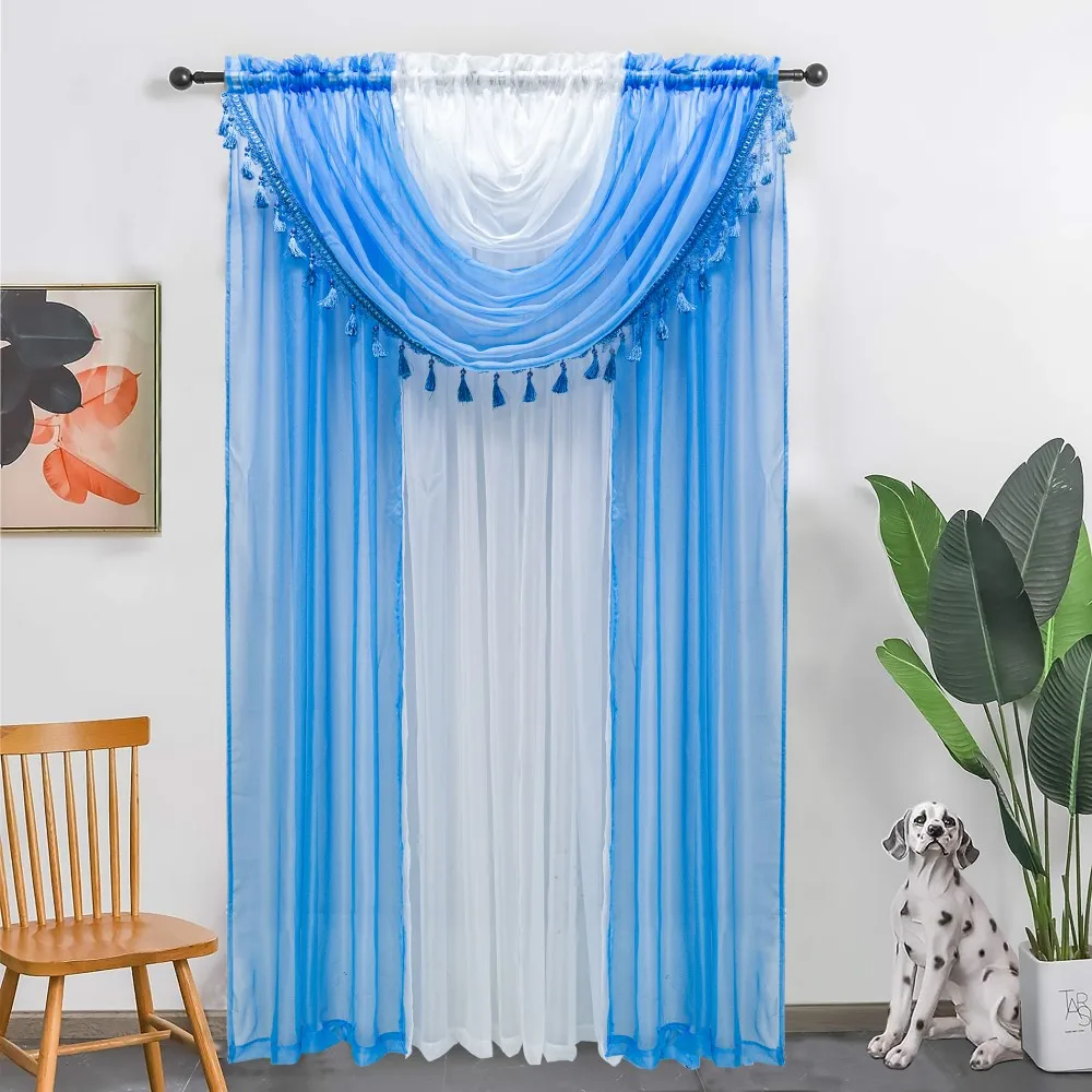 High quality modern design elegant color soft sheer voile window curtain ready made drapes for the living room decoration Luxury