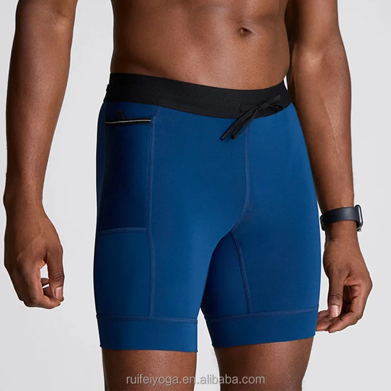 Custom Logo 4-way Stretch Lightweight Running Sport Gym Fitness Half Tights Athletic Sweat Compression Men Shorts With Pockets