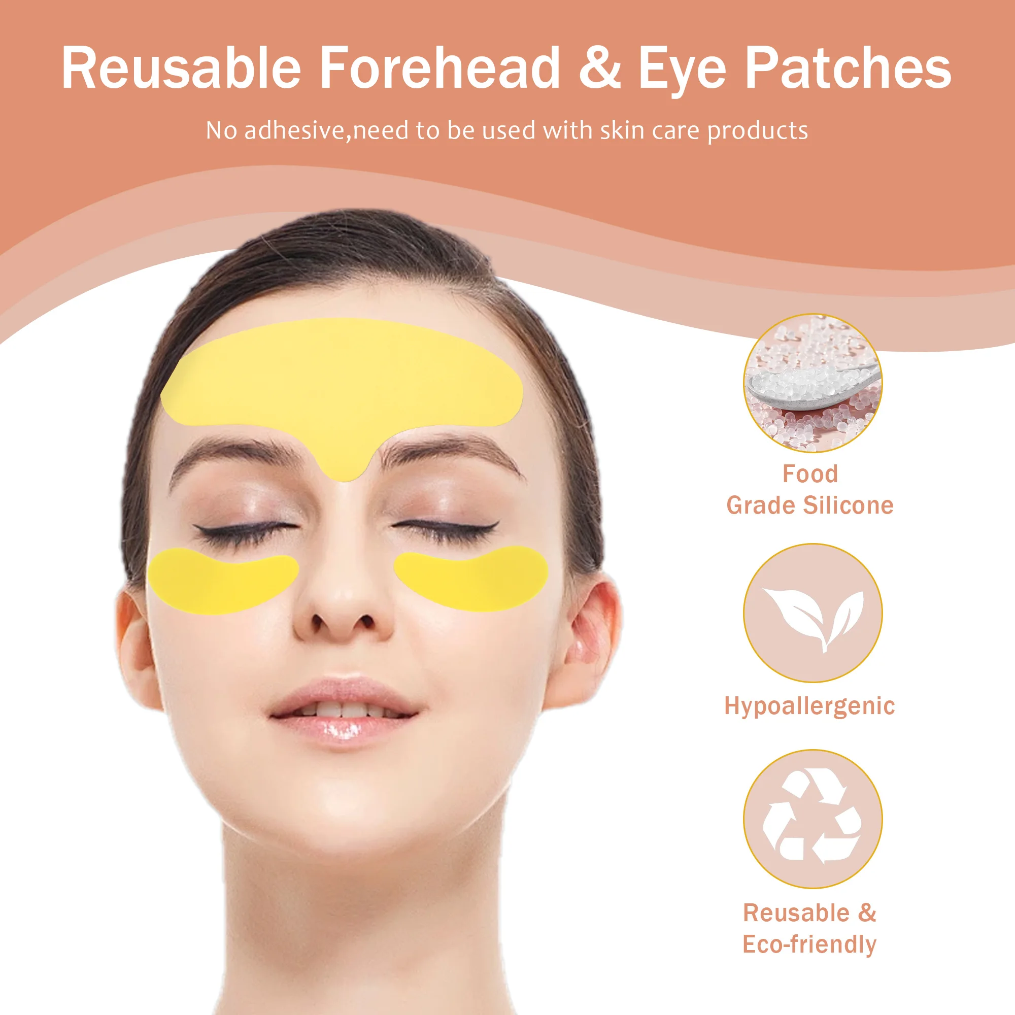 Medical Grade Silicone Facial Patches For Skin Smooth Eyelash Extension No Adhesive with Metal Plastic Eye Cream Applicators