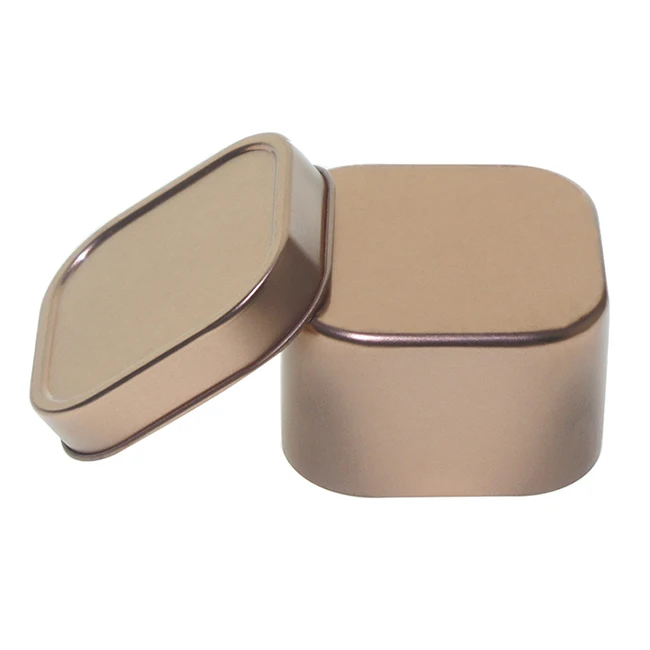 4 OZ Rose Gold Square Metal Tin Box Candle Wax Holder with slip lid