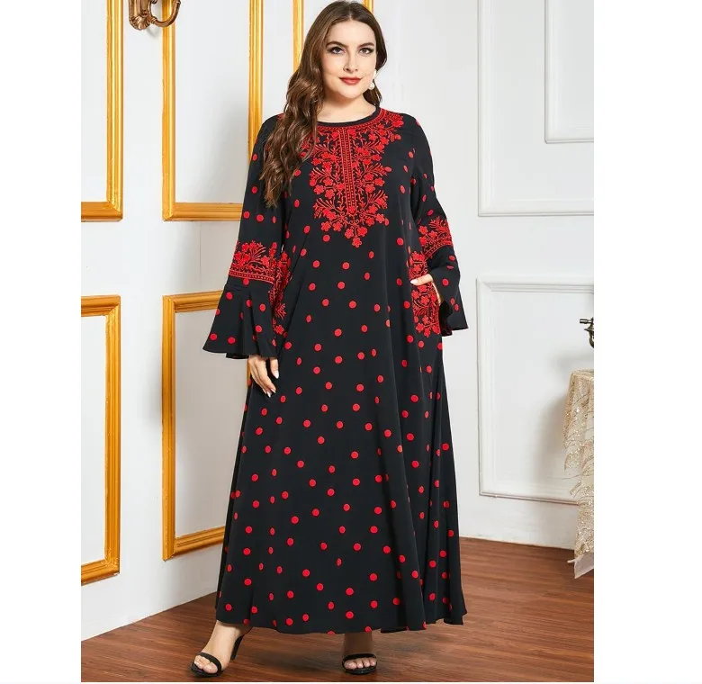 2022 new design embroidery long sleeve muslim dress wholesale low price islamic dresses OC462