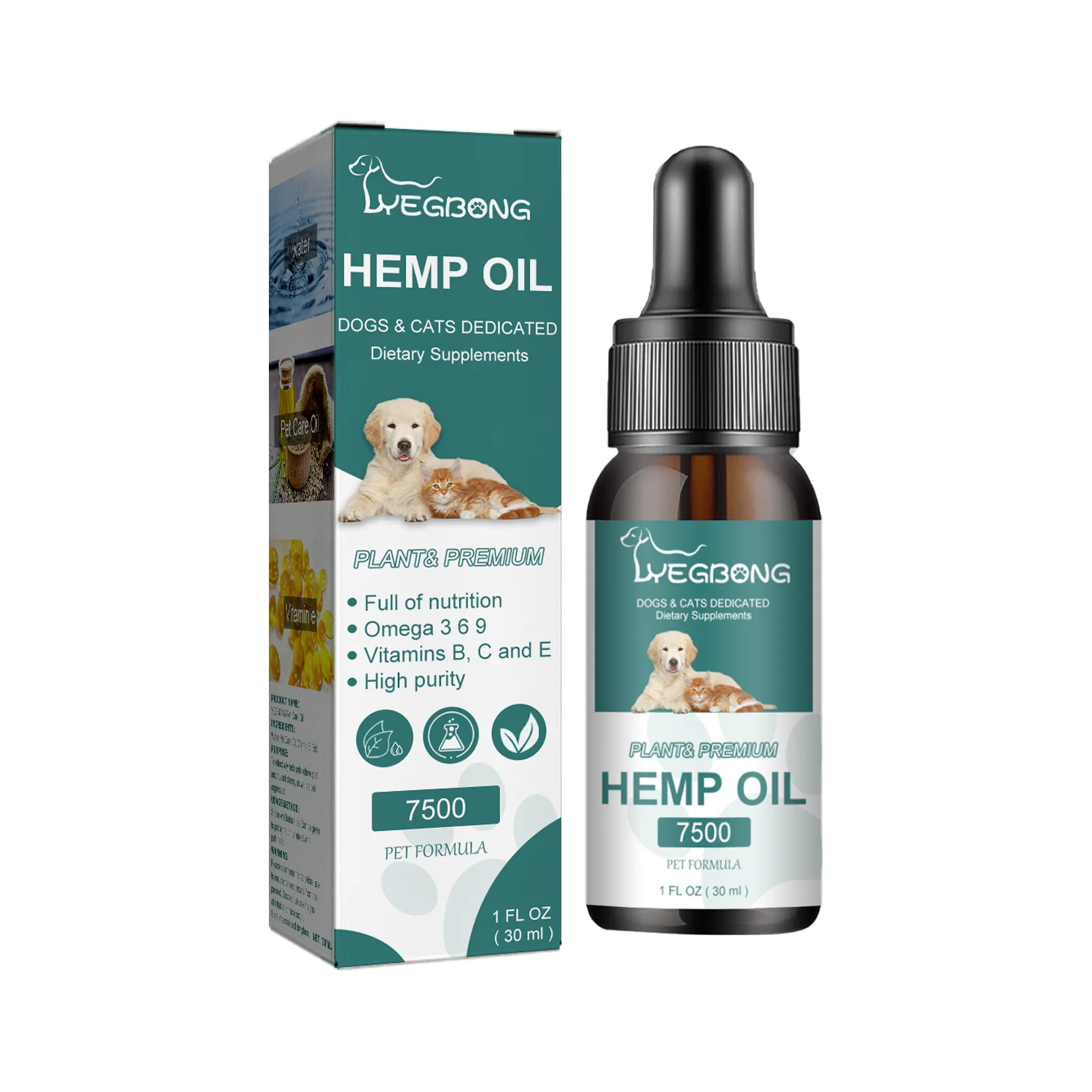 Yegbong Pet hemp seed oil Cats and dogs relieve enhance physical fitness relieve stress anorexia essential oil