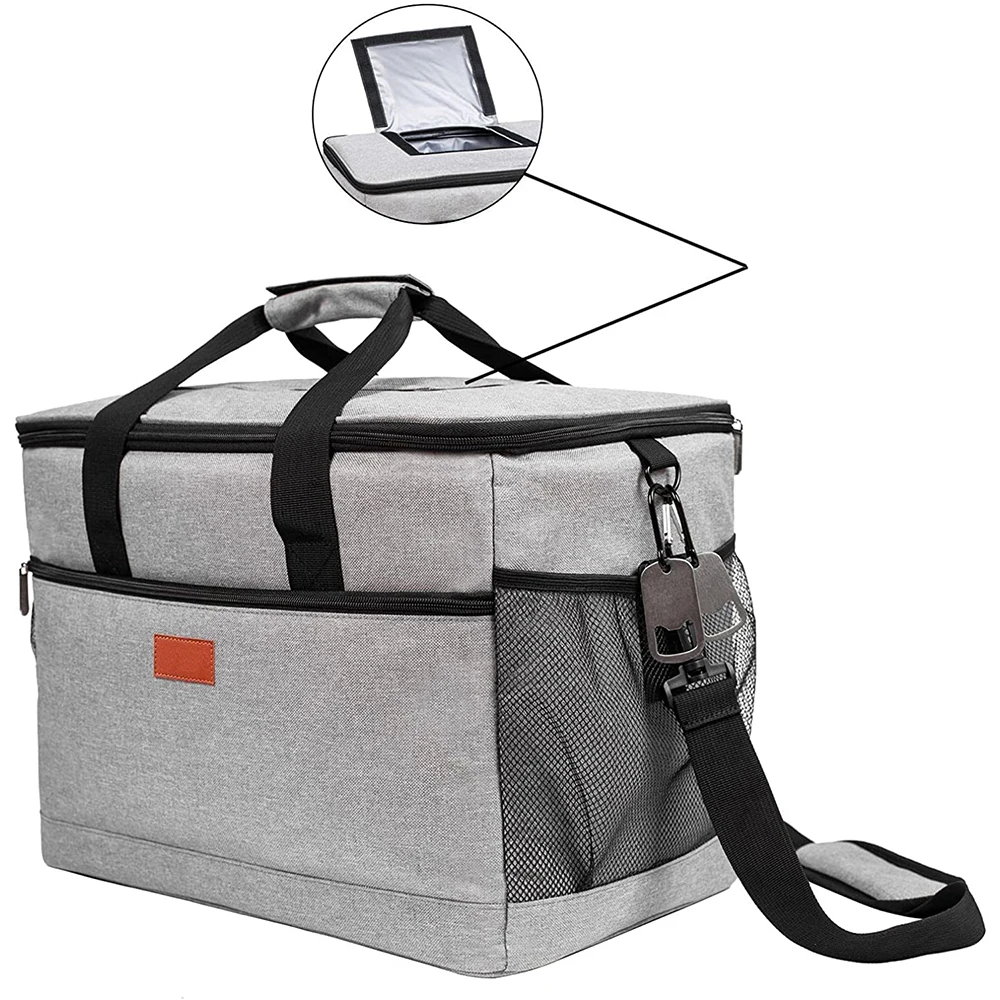 Custom Logo Outdoor Large capacity Storage Aluminum Film 600D Top Open Waterproof Picnic Insulated Lunch Cooler Bag