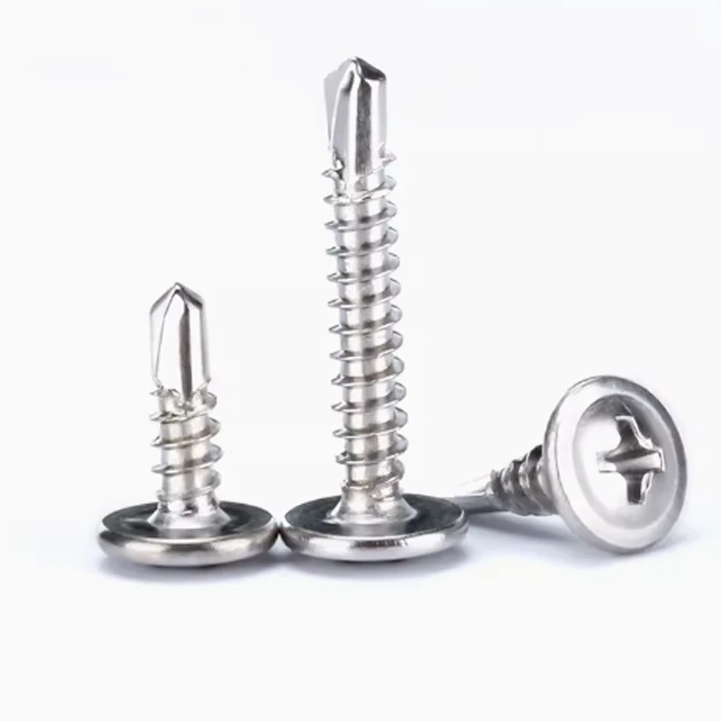 410/304 stainless steel cross round head with cushion drilling screws galvanized large flat head self-tapping screws