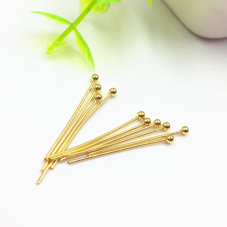 S1075 200pcs/bag 20 21 22 23 24 Gauge Gold Plated Stainless Steel Ball Head Pins Stainless Steel Jewelry Findings Supplies