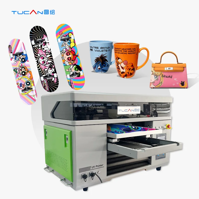 Commercial UV 4060 3 in 1 flatbed cylinder rotary roll to roll UV DTF hybrid printing for Acrylic wood and aluminum products