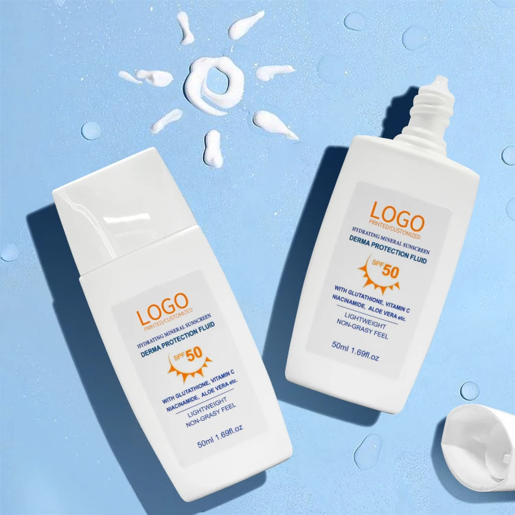 Natural sustainable water based sun screen products 50g sun cream zinc oxide transparent sunscreen skin care for dark oily skin