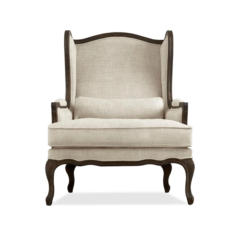 American solid wood sofa chair living room balcony Oak retro high back tiger chair leisure soft bag single sofa customization