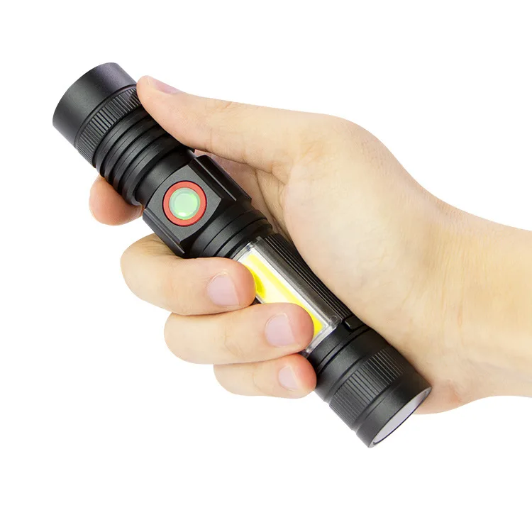 2022 New handy sturdy T6+COB 2 in 1 tactical zoom glare led flashlight TYPE-C rechargeable long range magnetic led torch