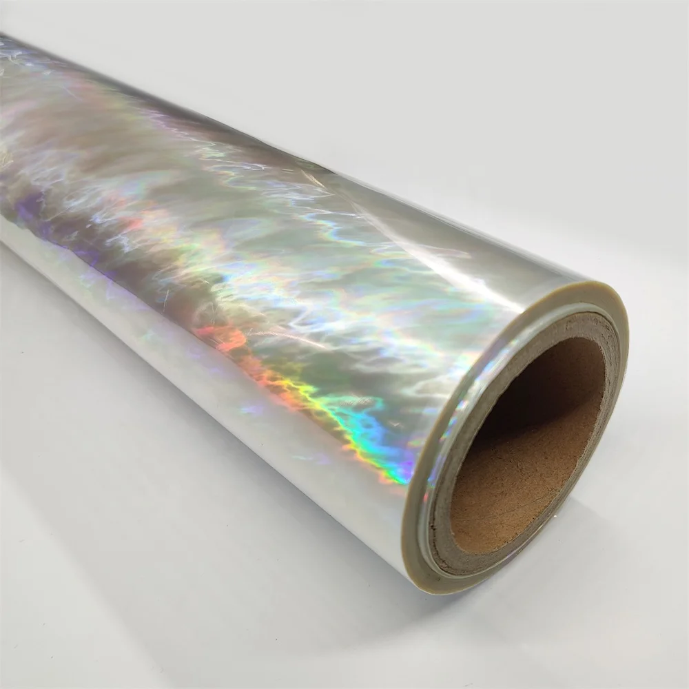 Coating Available Printed PET Material Heat Transfer Rainbow Holographic Transparent Overlay Foil For Leather