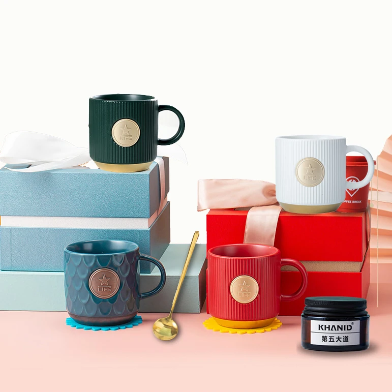 low MOQ 1  present for events piece porcelain High quality luxury ceramic coffee tea milk mug with gift box custom logo mugs