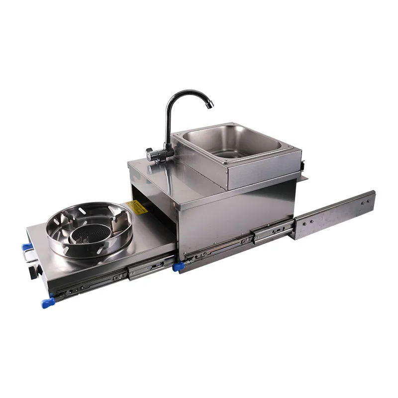 hot sell RV gas stove pull out kitchen cooker trailer caravan cooker with sink