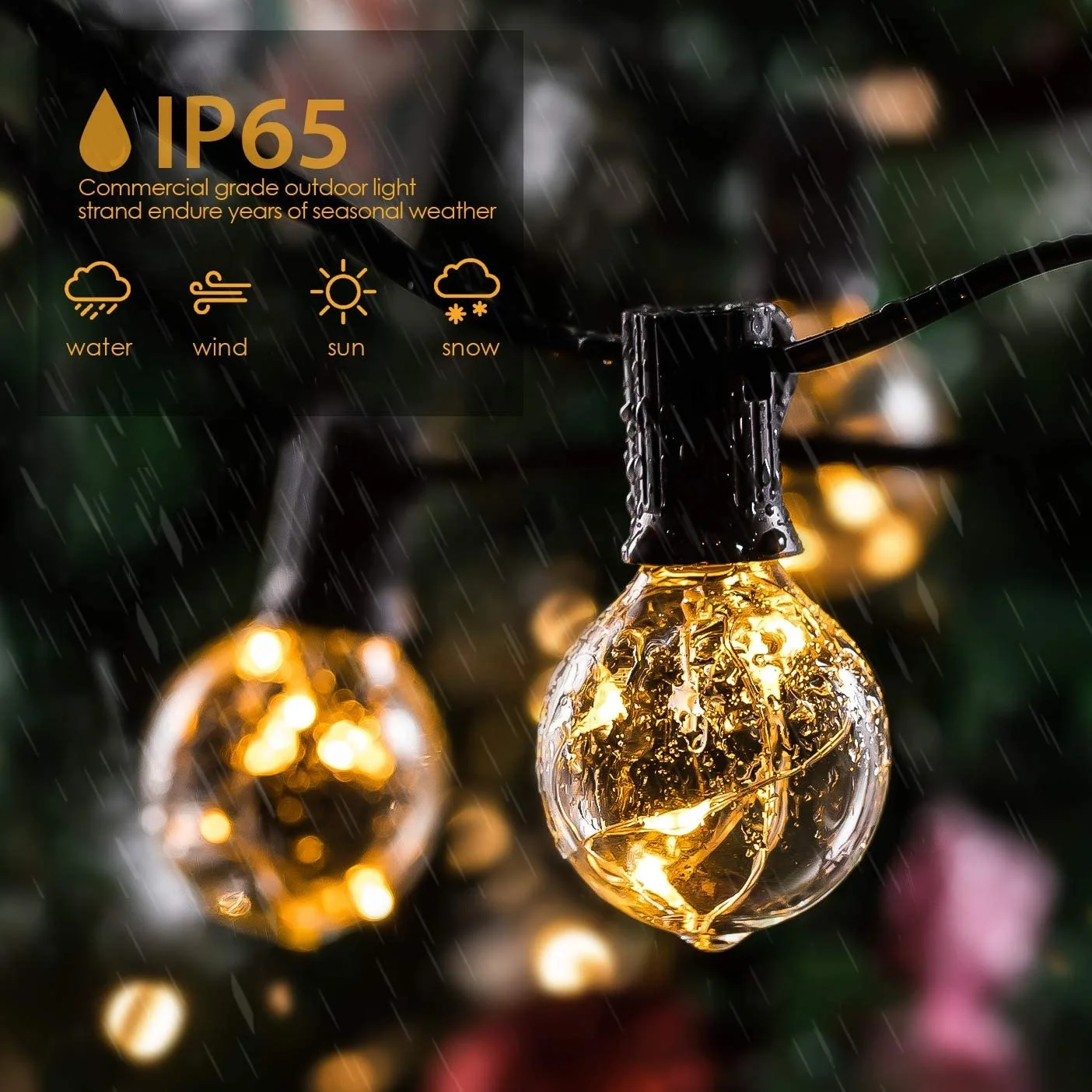 HOT SALE 25FT 50FT 100FT G40 LED String Lights Bulbs with Remote 8 Functions Copper Wire for Outdoor Wedding Party