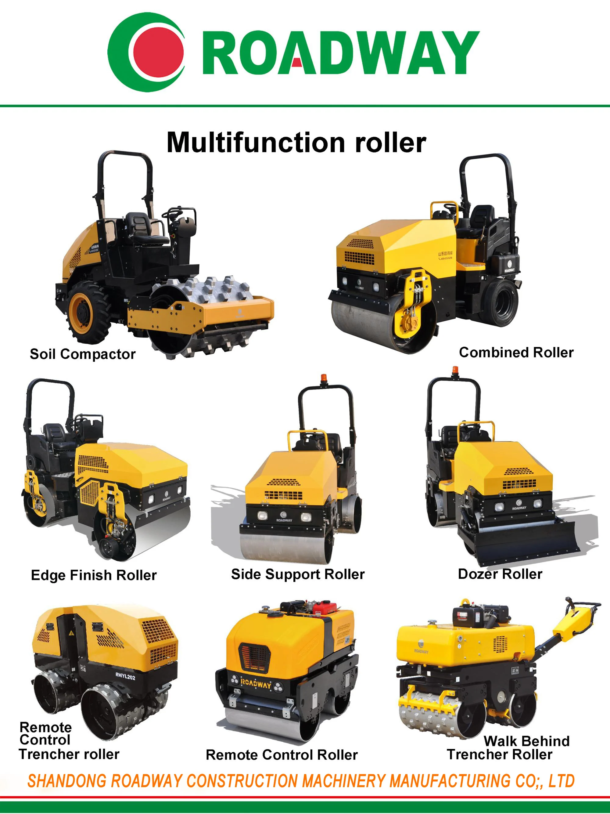 Hot Selling ROADWAY 3 Ton Edge Finish Hydraulic Vibratory Road Roller